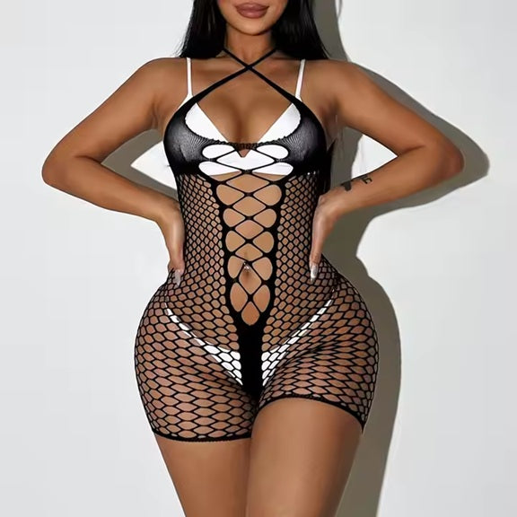 TK070 Net Shredded Center Romper