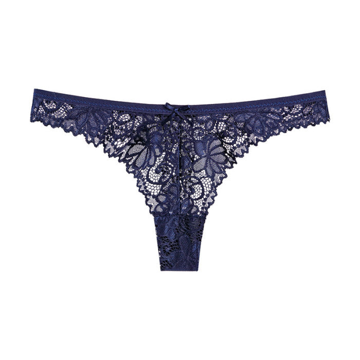 F911 Blue Sexy Lady Lace Thong Seductive Low-waist T-Back Undie