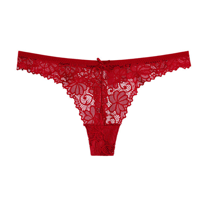 F911 Red Sexy Lady Lace Thong Seductive Low-waist T-Back Undie