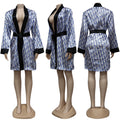 KR116 Satin Letter D Printed Robe