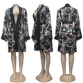 R412 Brown Big Money Design Silk/Satin Robe