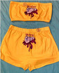 B419 Yellow/Mustard Gusher Inspired Bandeau Top Lounge Set