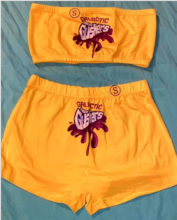B419 Yellow/Mustard Gusher Inspired Bandeau Top Lounge Set