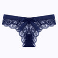 1935 Blue Sexy Low-Rise Pure Temptation Lace Panties with Cute Bow