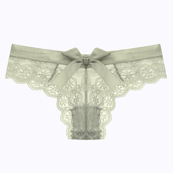 1935 Green Sexy Low-Rise Pure Temptation Lace Panties with Cute Bow