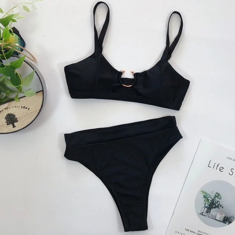 B364 Black O-Ring Two Piece Bikini