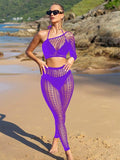 741W 2PC Fishnet Off Shoulder Footless Set