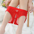 A039 Mesh Bow Detail Low Rise Crotchless Panty