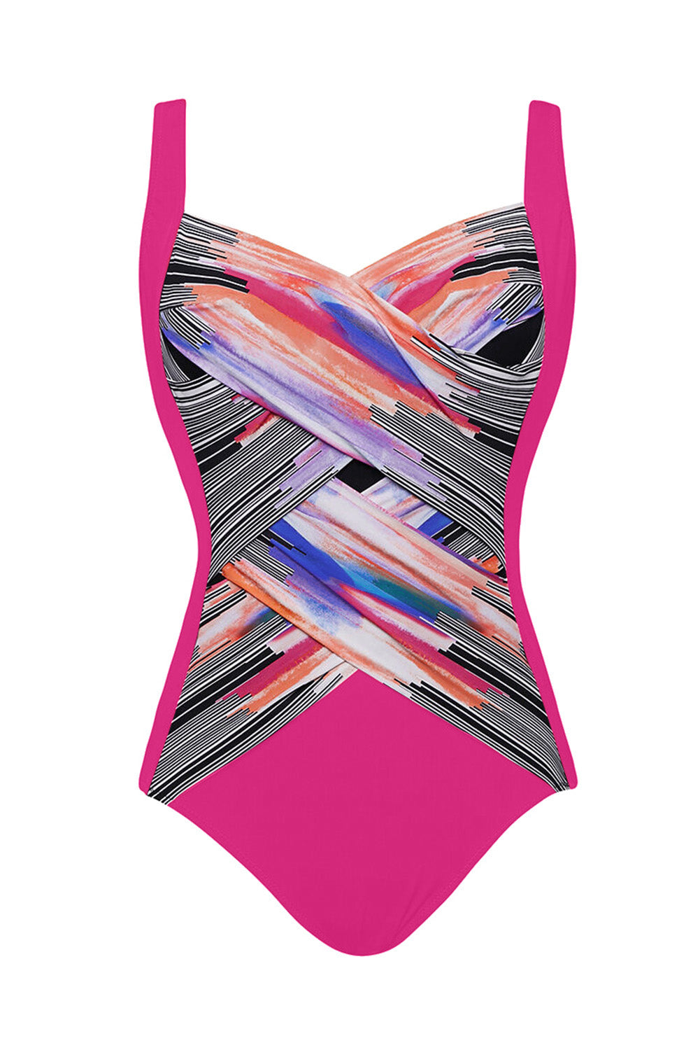 S120 Pink Utopia Shaped Square Neck One-Piece Swimsuit