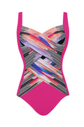 S120 Pink Utopia Shaped Square Neck One-Piece Swimsuit