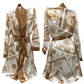 CF57 Coffee Money Printed Satin Bathrobe