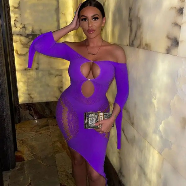 K269 Hollow Out Long Sleeve Bodycon Style Dress