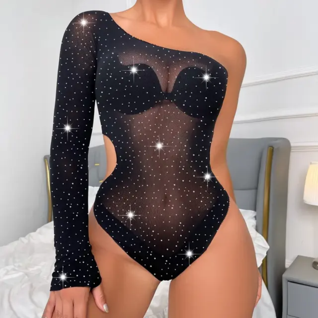 TZ14 Rhinestone Open Side Bodysuit