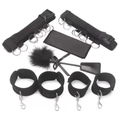 SM05 Black BDSM Bed Bondage Gear with Satin Sash and Paddle