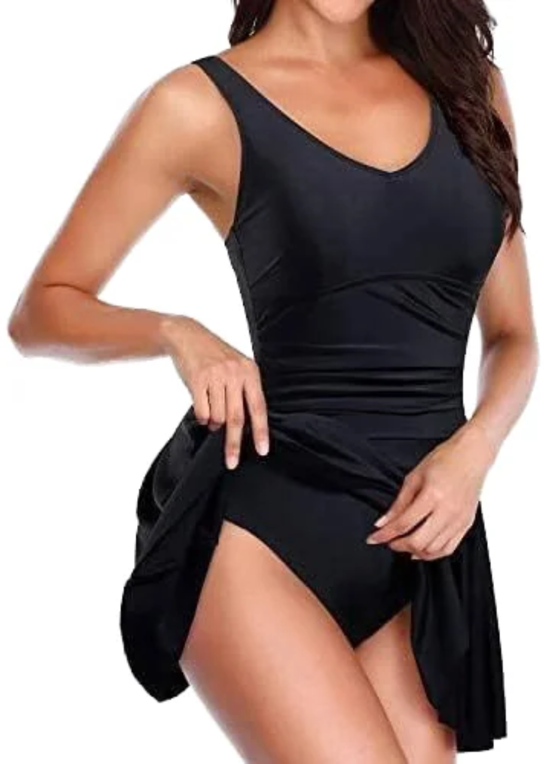 SL252 Solid Black Swimdress