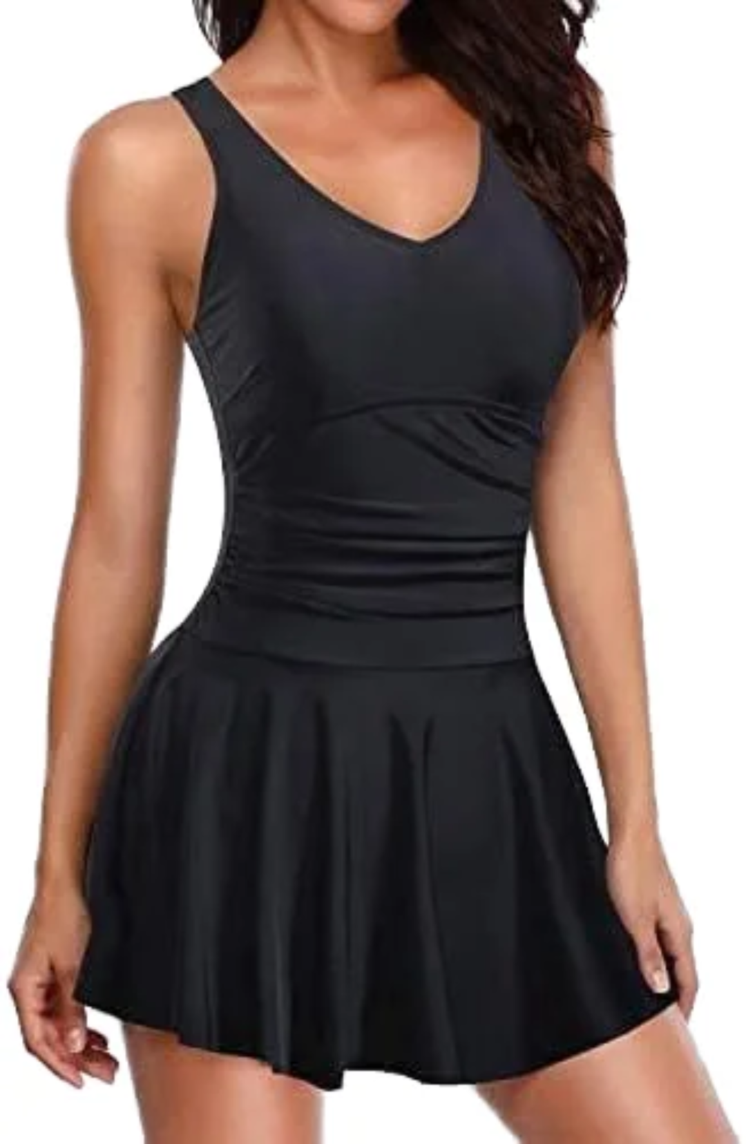 SL252 Solid Black Swimdress