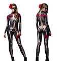 HW36 Black Day of the Dead Catsuit Skeleton Costume Jumpsuit