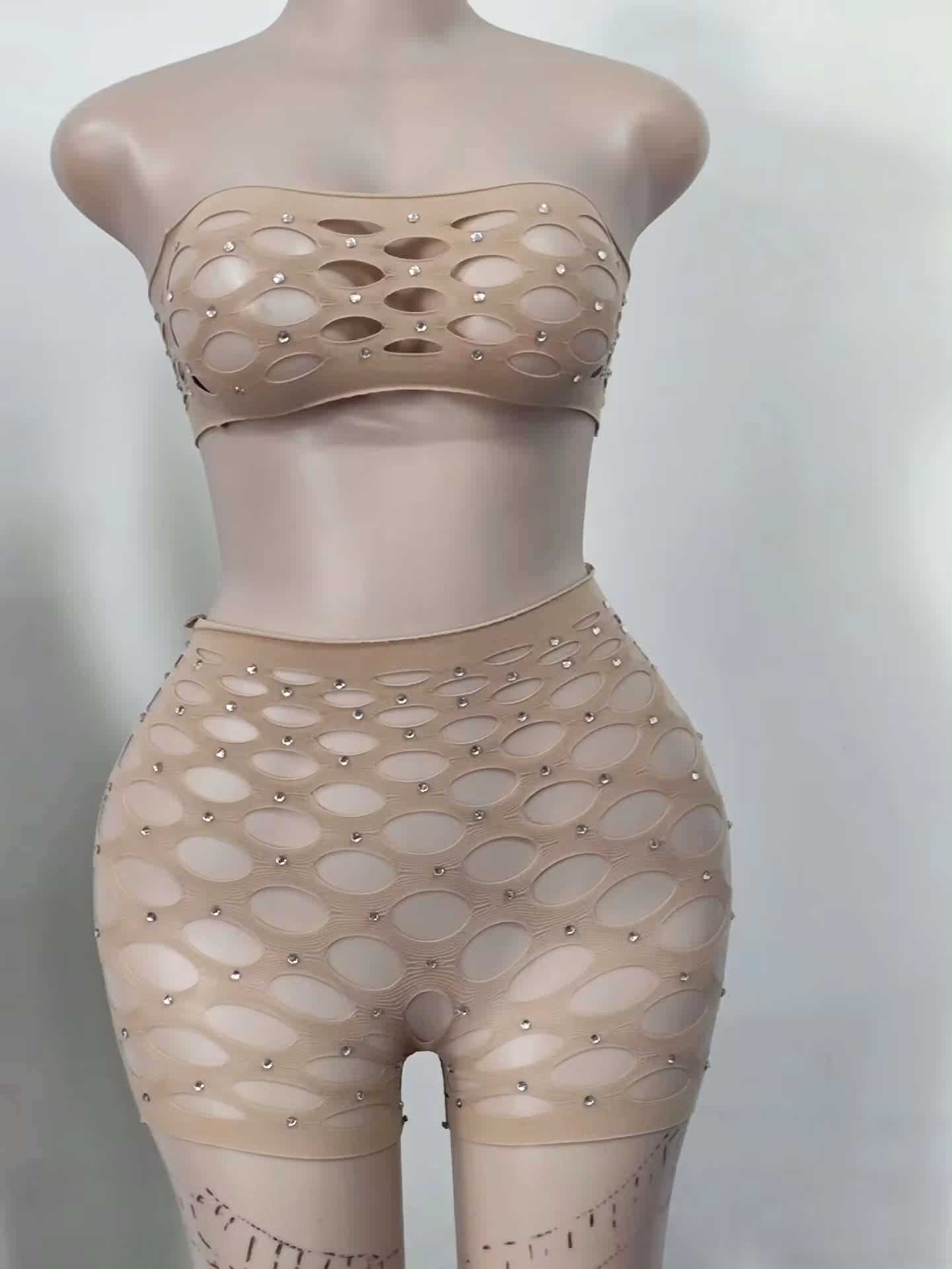 TQ208 Pothole Style Bandeau Top and Short Set
