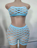TQ208 Pothole Style Bandeau Top and Short Set