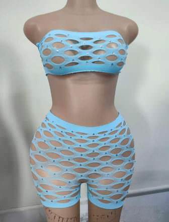 TQ208 Pothole Style Bandeau Top and Short Set