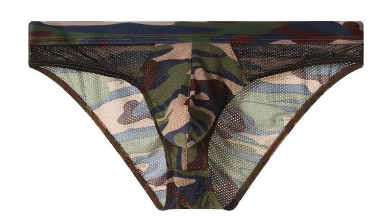 F34 Camouflage Mesh Low-Rise Briefs U-Convex