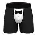 M398T Black Bow Tie Front Men Digital Printed Midi Boxer