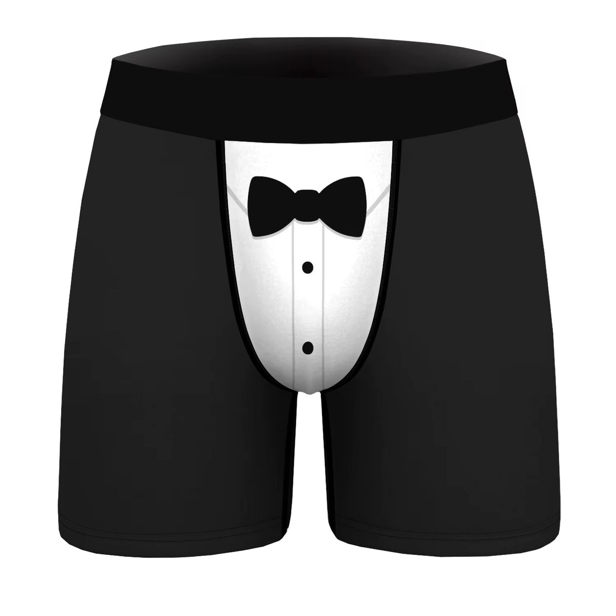 M398T Black Bow Tie Front Men Digital Printed Midi Boxer