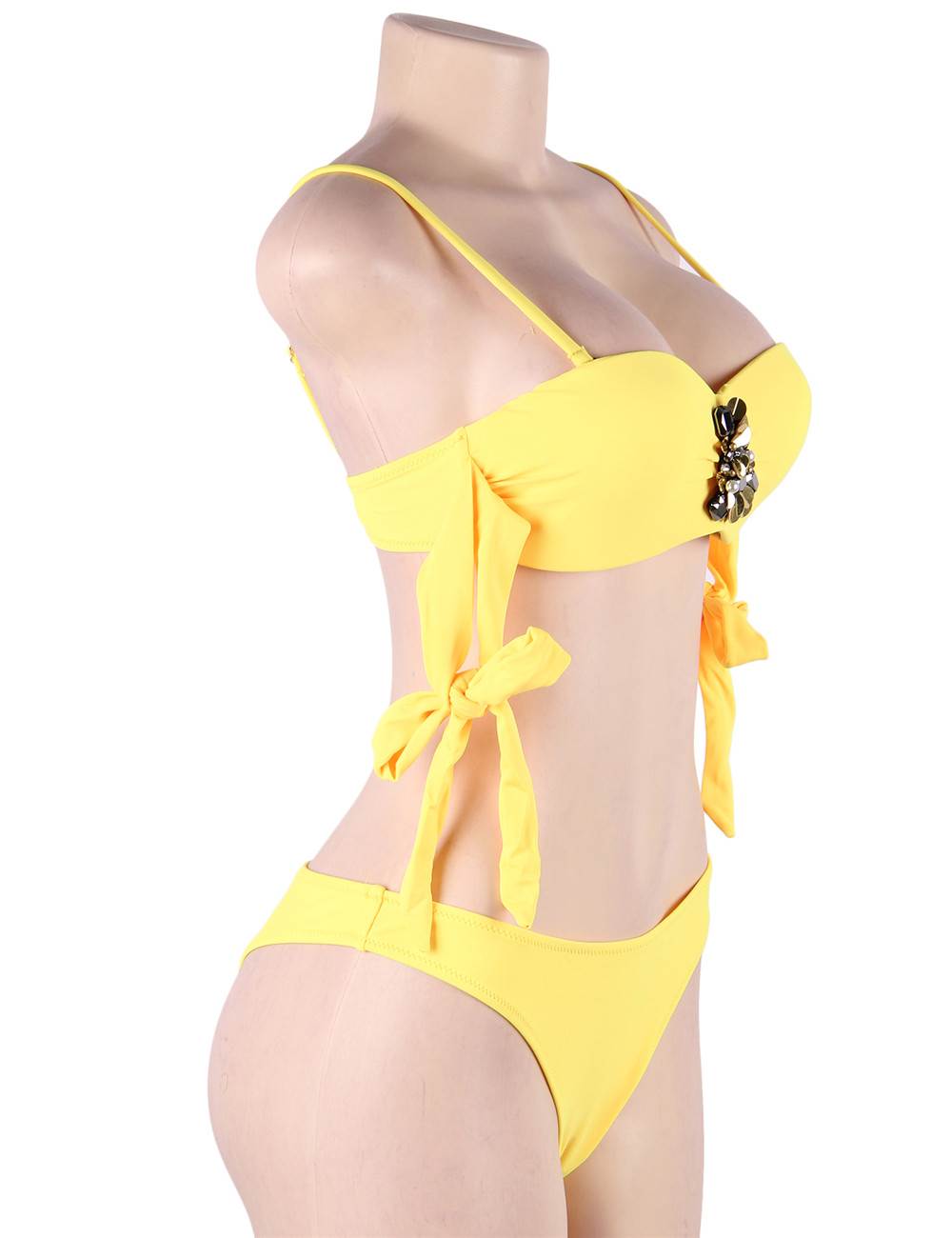 SY344 Yellow Bandage Rhinestone Bikini Set