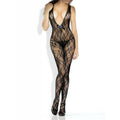 2030X Lace Floral Deep V Front Bodystocking
