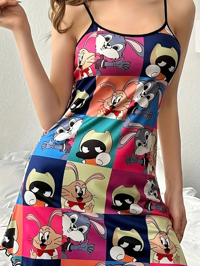 MS319 Round Neck Cartoon Printed Night Dress
