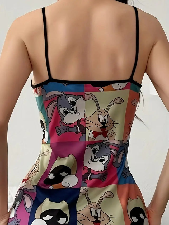 MS319 Round Neck Cartoon Printed Night Dress