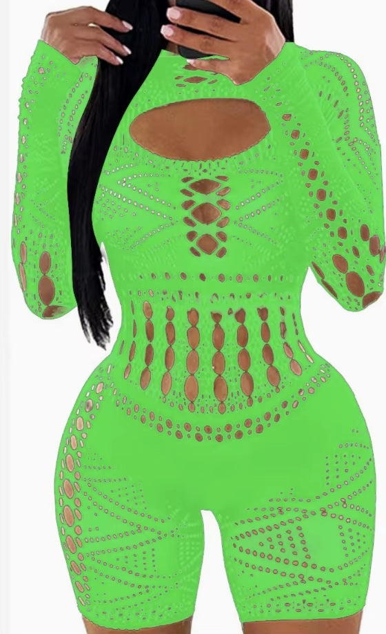 E382 Lace Mesh Breathable Woven Skinny Jumpsuit Lingerie