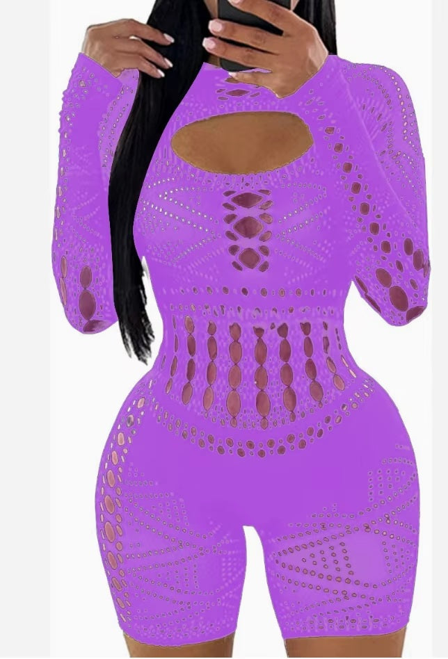 E382 Lace Mesh Breathable Woven Skinny Jumpsuit Lingerie