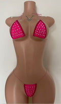 PW59 Rhinestone Lingerie String Tie Bikini Set