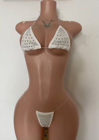 PW59 Rhinestone Lingerie String Tie Bikini Set