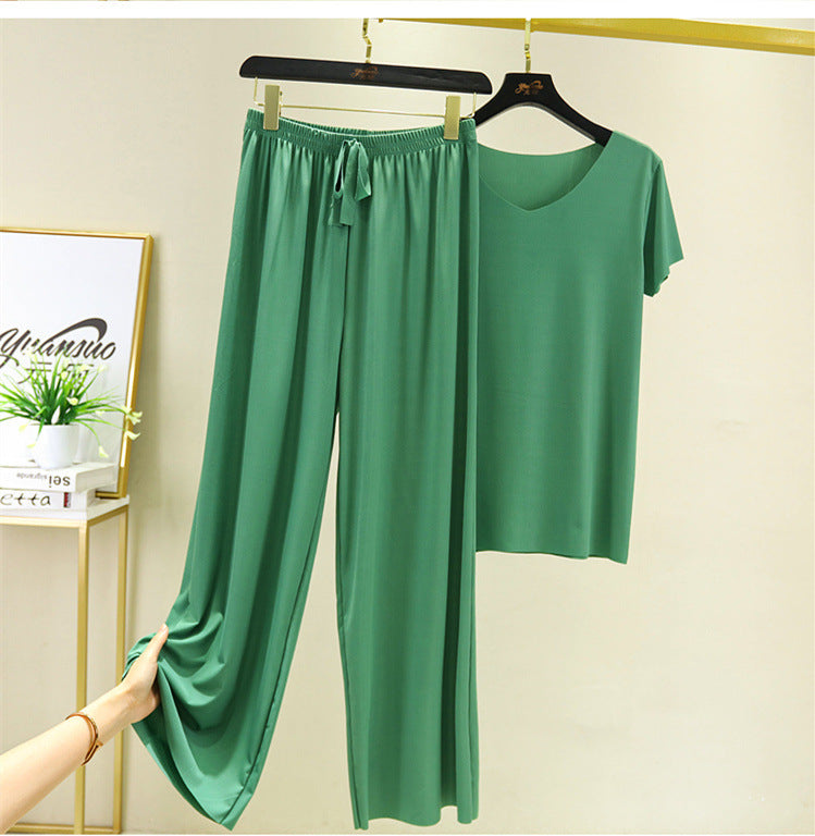 HR360 Green 2pc Ice Silk Short Sleeve Pajama Set