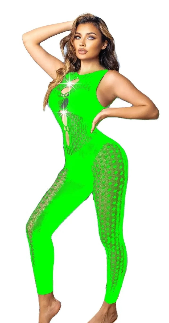 AL390 Sleeveless Opaque Footless Bodystocking/Romper