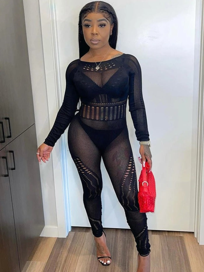 JP374 Footless Long Sleeve Bodystocking/Romper