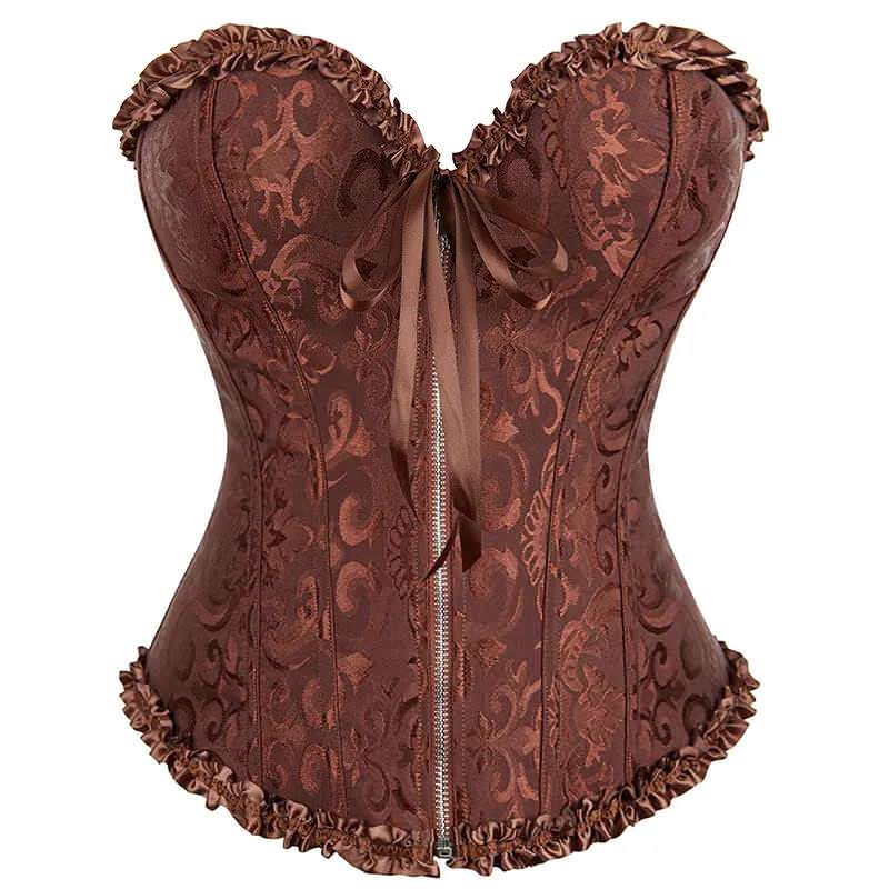C819 Front Zip Plastic Bone Adjustable Lace Up Corset
