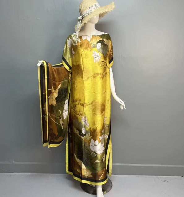 YX Satin Full Length Kaftan/MooMoo