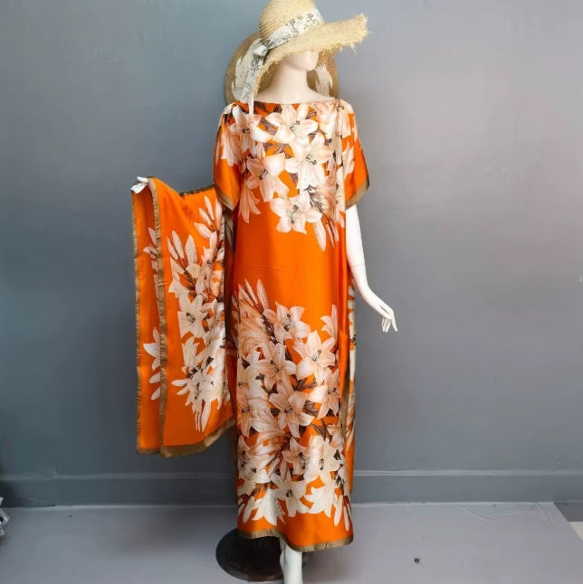 YX Satin Full Length Kaftan/MooMoo