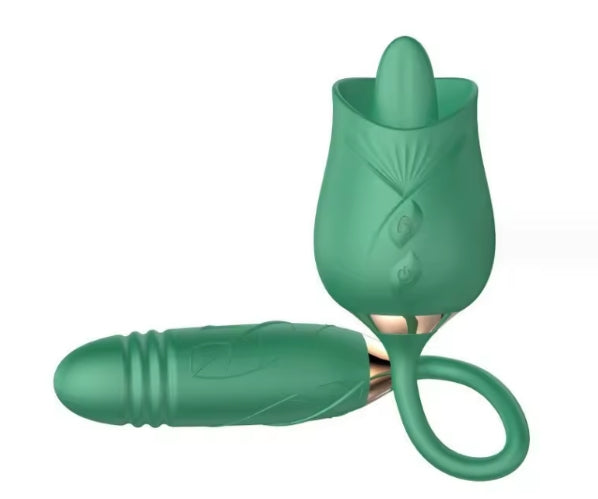 T970 Tongue Rose Shape Toy With Penis Dildo Vibrator