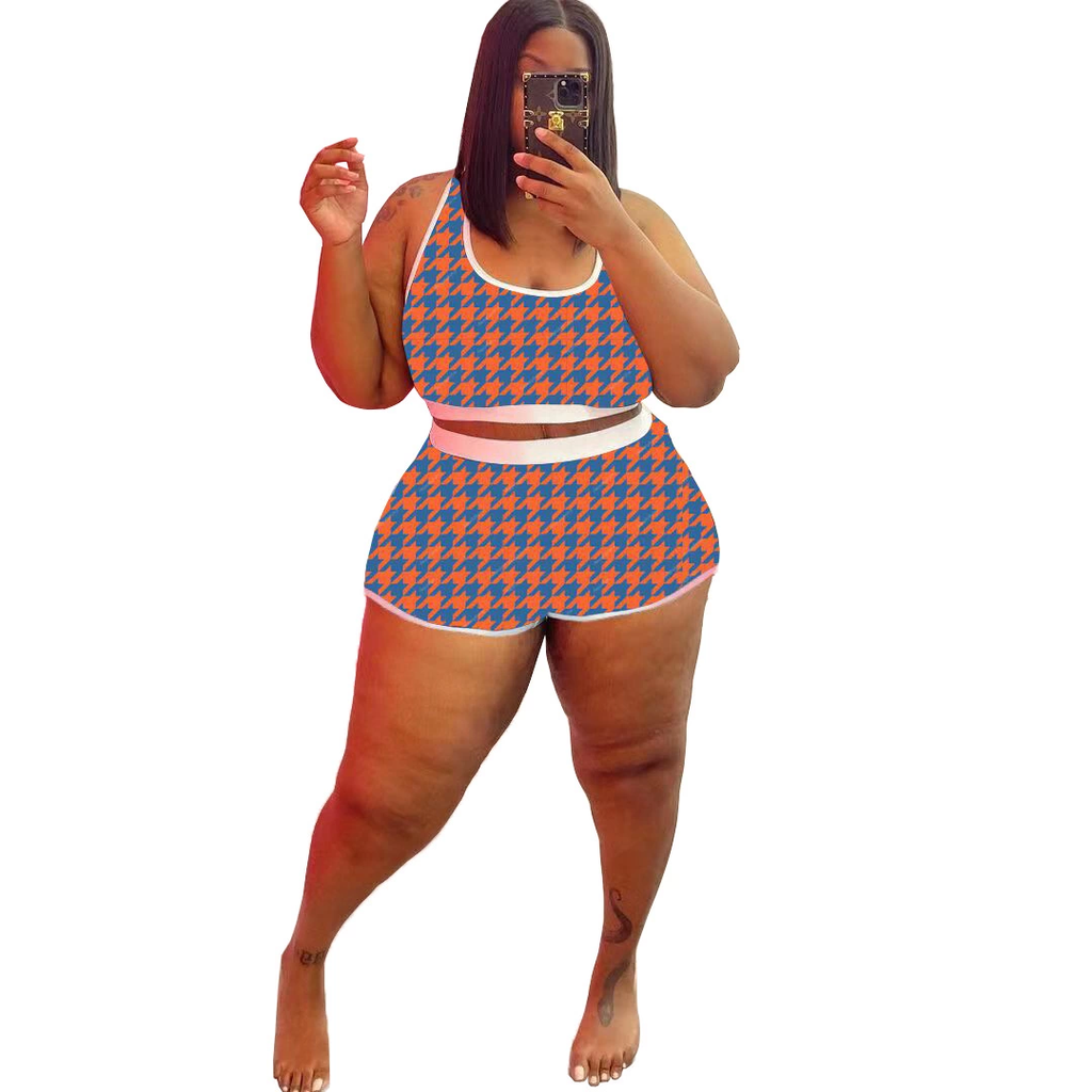 Z196 Orange and Teal 2PC Short Pajama