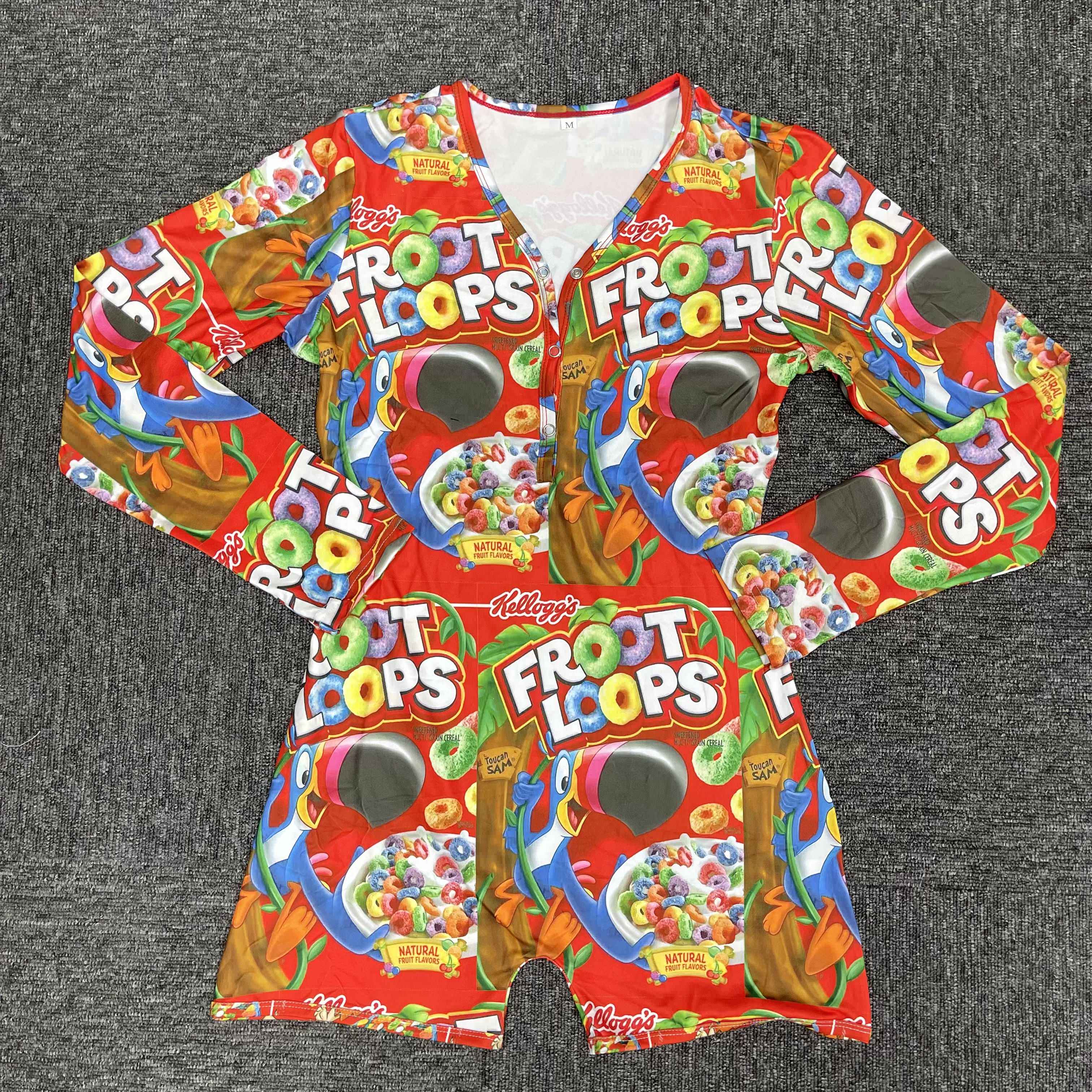 C008 Fruit Loops Inspired Long Sleeve Short Onesie
