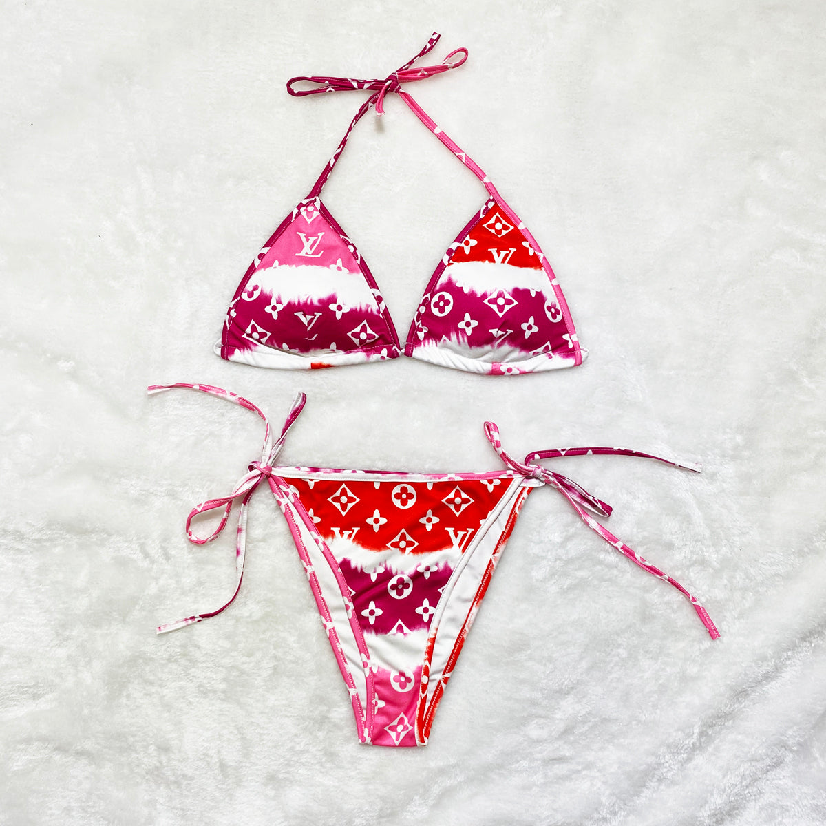 S6032 Multi Color Red, Pink and White Bikini Set