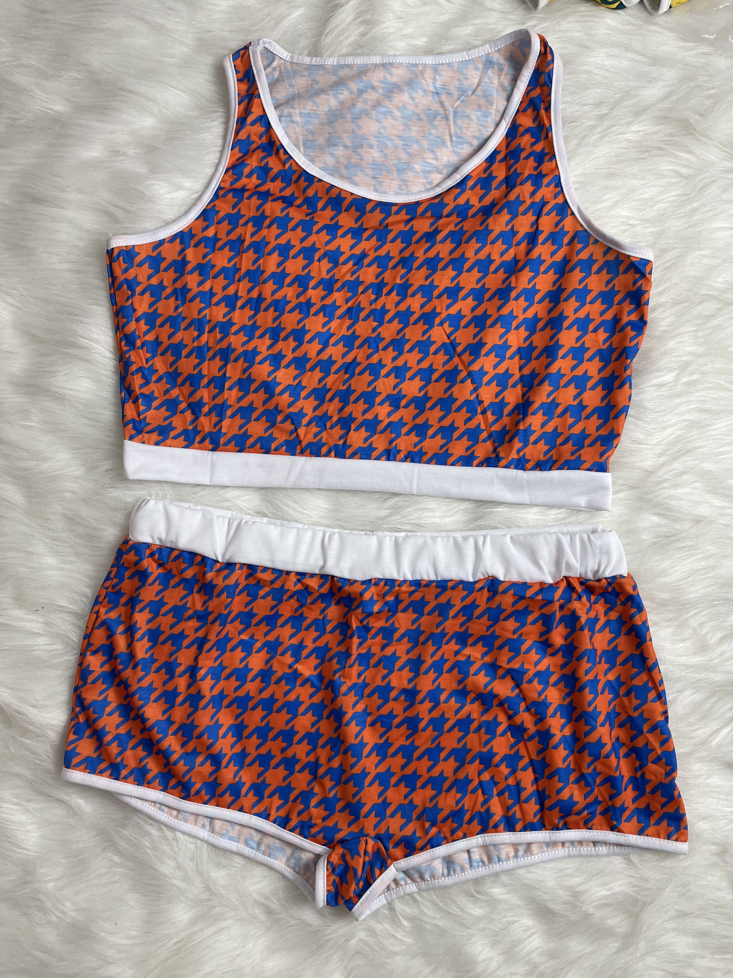 Z196 Orange and Teal 2PC Short Pajama