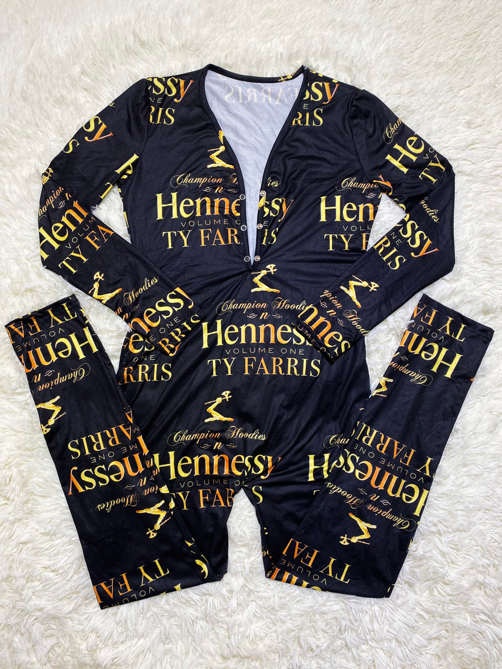 KB944 Black/Gold Hennessy Adult Long Onesie