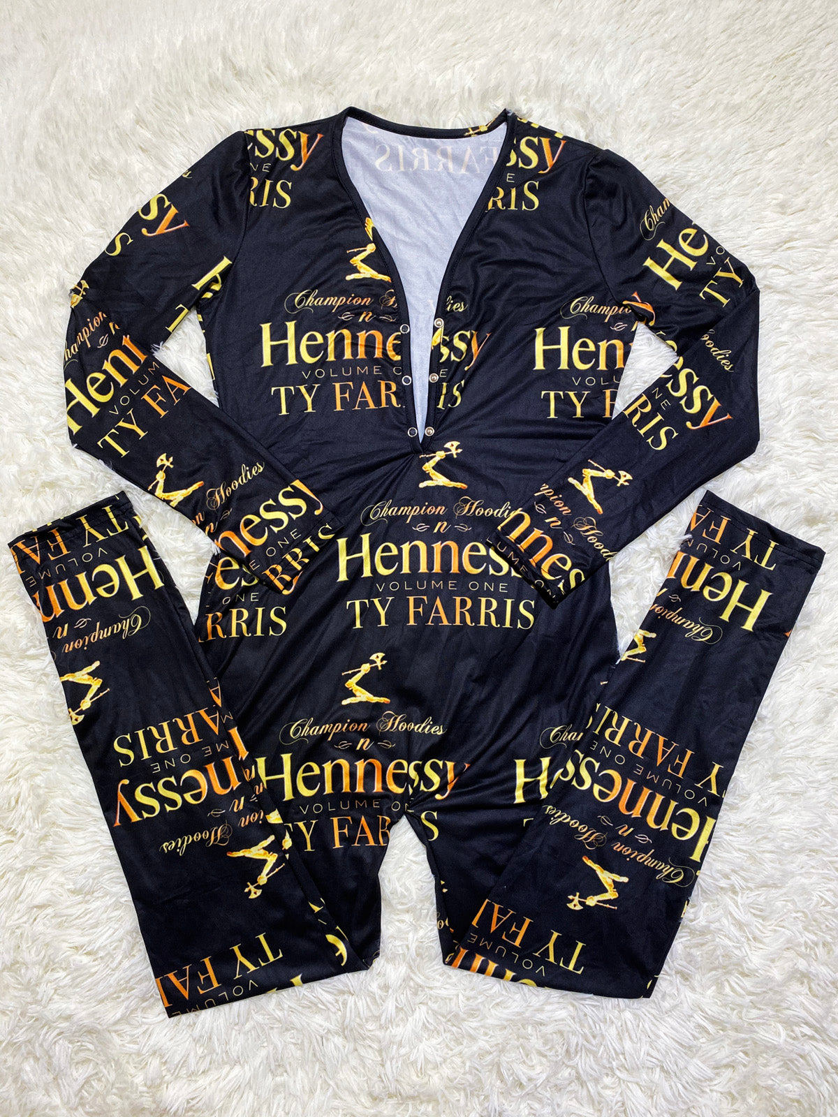 KB944 Black/Gold Hennessy Adult Long Onesie