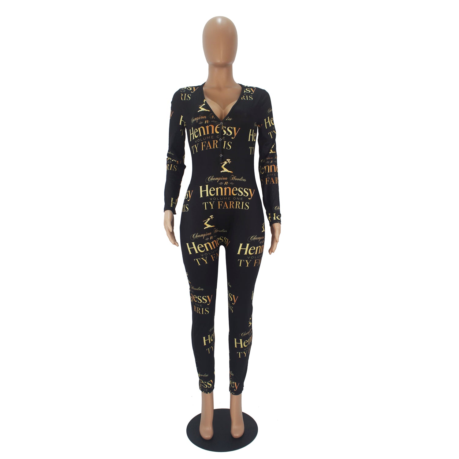 KB944 Black/Gold Hennessy Adult Long Onesie