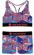 W1051 Blue 3D Printed Design Racerback Pajama/Lounge Set
